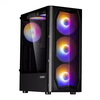Zalman N4 Rev.1 Mid-Tower ATX Case with 6 ARGB Fans, Tempered Glass, Black