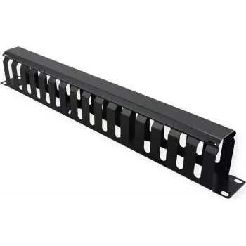 VALUE 1U 19-Inch Front Cable Management Panel with 5 D-Rings, Black RAL 9005