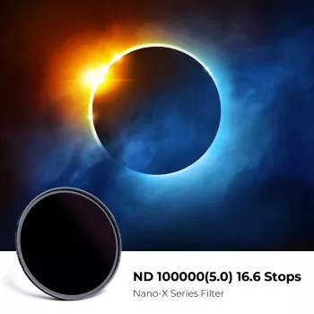 KF Concept ND100000 Solar Filter 62mm, 16.6-Stop, OD 5.0, AGC Optical Glass, Nano Coating, Aluminum Frame