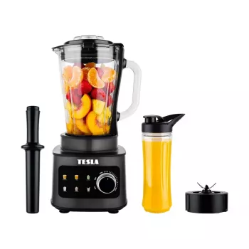 TESLA CrunchX Power NF650 Stand Blender 1500 W Glass Jar 1.5 L with 600 ml Bottle Black/Silver