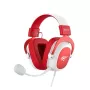 HAV H2002d Wired Gaming Headset with 50mm Drivers, RGB LED, Noise-Isolating Microphone, White/Red