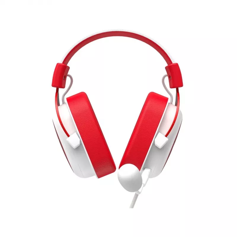 HAV H2002d Wired Gaming Headset with 50mm Drivers, RGB LED, Noise-Isolating Microphone, White/Red