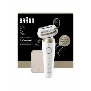 Braun Silk-épil 9 Flex SES9-011 3D Epilator, Wet & Dry, White/Gold