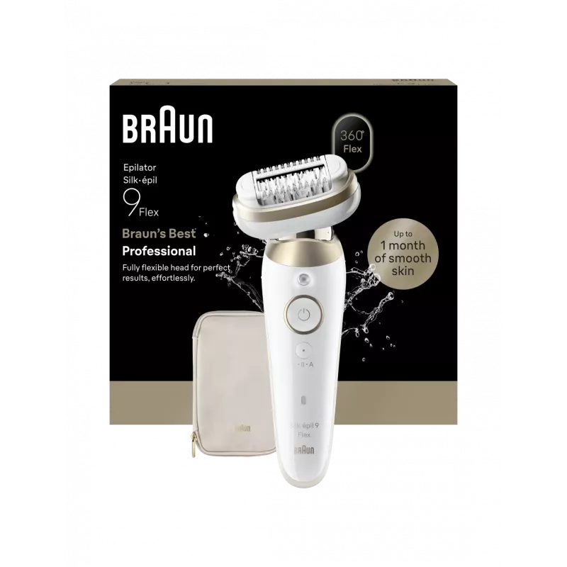 Braun Silk-épil 9 Flex SES9-011 3D Epilator, Wet & Dry, White/Gold