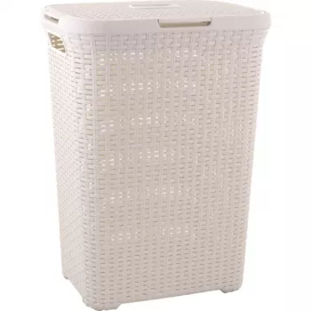 Curver Style 60L Rattan Effect Laundry Basket in White