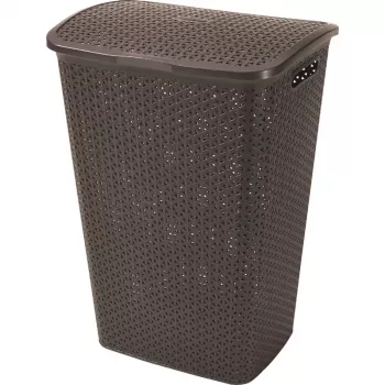 CURVER My Style 55L Laundry Box, Dark Brown, Rattan Effect, 43x33x60cm