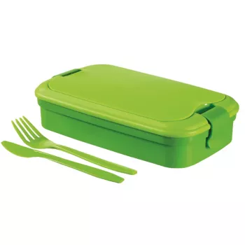 CURVER Lunch&Go Rectangular Food Bowl with Cutlery 1.4L Green