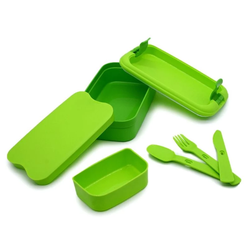 CURVER Lunch&Go Rectangular Food Bowl with Cutlery 1.4L Green