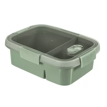 CURVER Smart Eco To Go Dual Rectangular Food Container 0.9L (0.6L + 0.3L) Soft Green