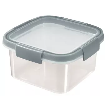CURVER Smart Eco Fresh Square Food Storage Container 1.1L, Tempered Glass, Blue Lid, 16x16x9cm