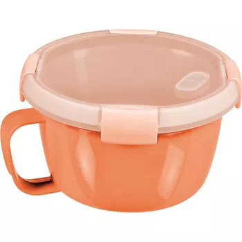 CURVER Smart To Go Mix Noodles Food Bowl Round 0.9L Transparent with Green Accents, BPA-Free, Leak-Proof, Microwave & Dishwasher Safe