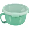 CURVER Smart To Go Mix Noodles Food Bowl Round 0.9L Transparent with Green Accents, BPA-Free, Leak-Proof, Microwave & Dishwasher Safe