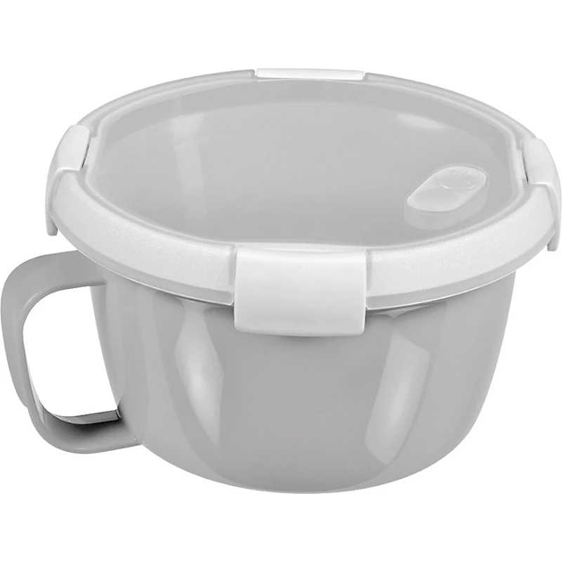 CURVER Smart To Go Mix Noodles Food Bowl Round 0.9L Transparent with Green Accents, BPA-Free, Leak-Proof, Microwave & Dishwasher Safe