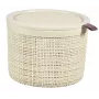 CURVER Jute Round Storage Basket with Lid, 2L, Cream, 17x13 cm