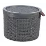 CURVER Basket with Lid Jute Round 2L Ø17x13cm Dark Grey