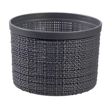 CURVER Basket with Lid Jute Round 2L Ø17x13cm Dark Grey