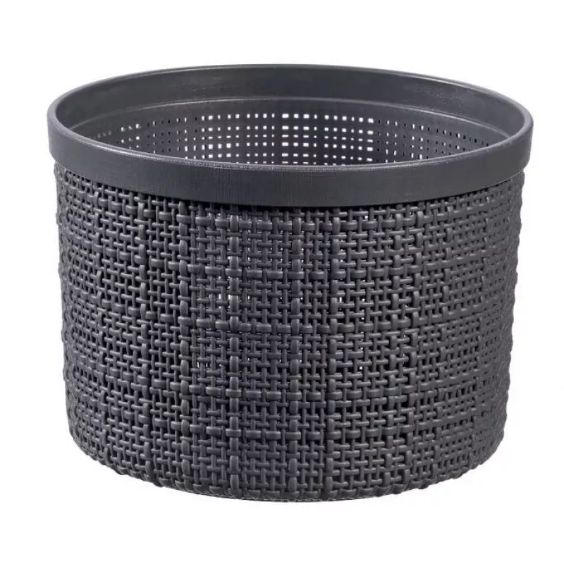 CURVER Basket with Lid Jute Round 2L Ø17x13cm Dark Grey
