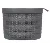 CURVER Basket with Lid Jute Round 2L Ø17x13cm Dark Grey