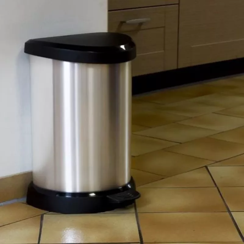 CURVER Deco Pedal Bin 15L Silver