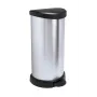 Curver Deco Pedal Bin Round 50L Black Silver Metallic Effect
