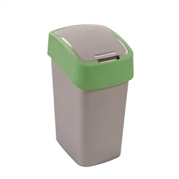 CURVER Flip Bin 9L Waste Bucket Silver/Green