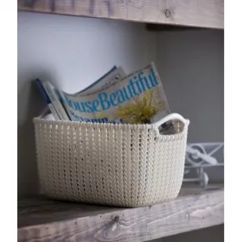 CURVER Knit Collection Rectangular Storage Basket S 8L White 30x22x17 cm