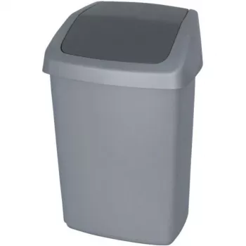 CURVER Deco Bin Swing Top 50L Waste Bin Dark Grey/Silver