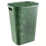 CURVER Infinity Recycled 60L Laundry Box, Green, 44x35x60 cm, Ventilated Recycled Plastic Hamper with Lid and Handles