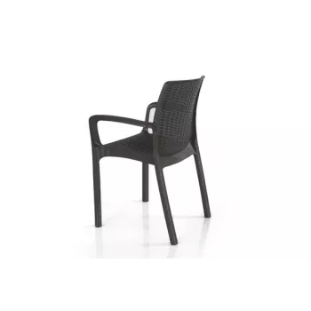 KETER Garden Chair Bali Mono Brown – Stackable Outdoor Armchair with Textilene Fabric, UV & Water Resistant, Powder-Coated Steel Frame