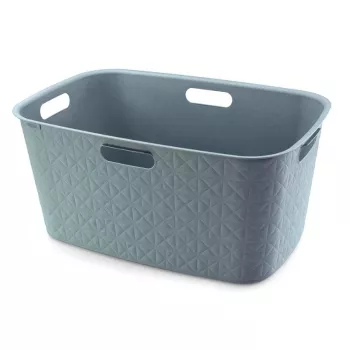 CURVER Softex 45L Rectangular Laundry Basket with Integrated Handles, Teal, 57x37x27 cm