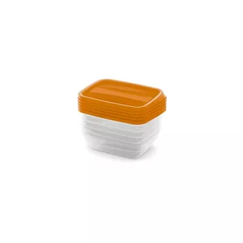 CURVER Vedo Rectangular Food Container Set 5x0.5L Transparent Orange