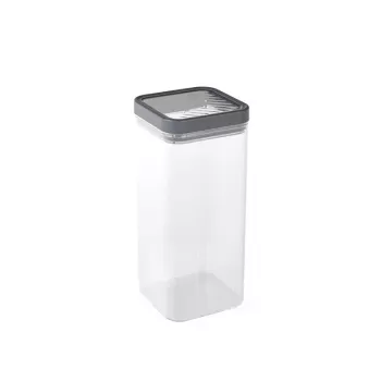 CURVER Kara Dry Food Storage Container 1.8L, Transparent Body with Dark Grey Airtight Lid, BPA-Free Plastic, Stackable