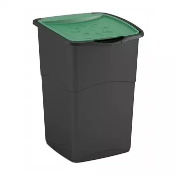 CURVER Koral Bin 47L Black/Green Swing Lid Waste Bin