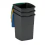CURVER Koral 47L 3-Piece Waste Bin Set – Black with Mixed Colour Lids, Swing & Flip Lids, Removable Inner Buckets, Indoor Recycling