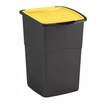 Curver Koral Bin 47L Black/Yellow Swing Lid Waste Bin