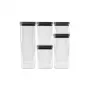 CURVER Kara Dry Food Storage Container Set 0.5L + 2x1.2L + 1.8L + 2.4L Transparent/Dark Gray Airtight Stackable BPA-Free