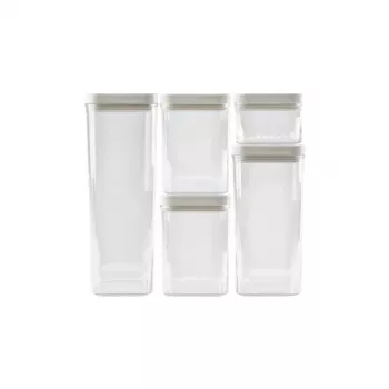 CURVER Dry Food Storage Container Set 0.5L + 2x1.2L + 1.8L + 2.4L Kara Transparent/White