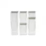 CURVER Dry Food Storage Container Set 0.5L + 2x1.2L + 1.8L + 2.4L Kara Transparent/White