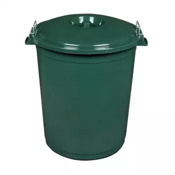KEEEPER Hugo 70L Mega Waste Bin, Dark Green, Ø55 x 60.5 cm, Round, Removable Lid, Indoor/Outdoor, UV & Frost Resistant
