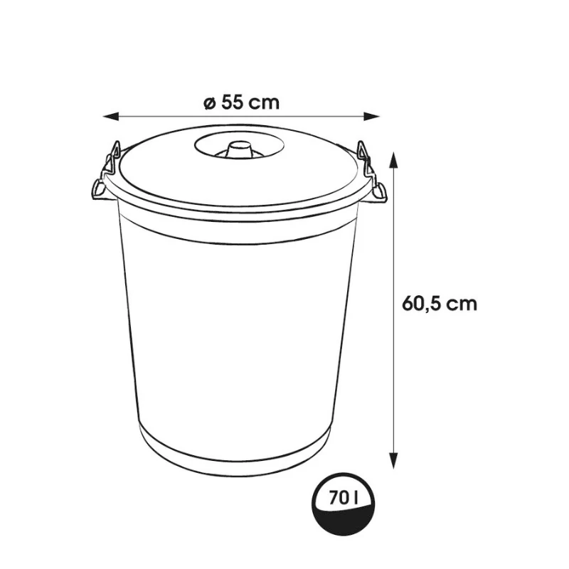 KEEEPER Hugo 70L Mega Waste Bin, Dark Green, Ø55 x 60.5 cm, Round, Removable Lid, Indoor/Outdoor, UV & Frost Resistant