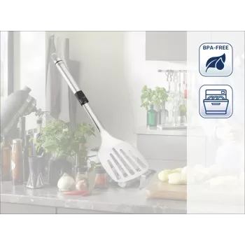 LEIFHEIT ProLine Spatula with Nylon Head and Stainless Steel Handle, Heat-Resistant up to 160°C, Dishwasher Safe