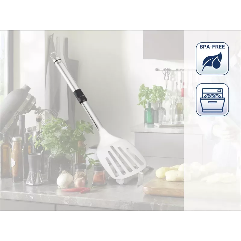 LEIFHEIT ProLine Spatula with Nylon Head and Stainless Steel Handle, Heat-Resistant up to 160°C, Dishwasher Safe