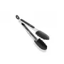 LEIFHEIT Kitchen and Grill Tongs 23 cm, Stainless Steel with Black Plastic Handles, Locking Mechanism, Dishwasher Safe