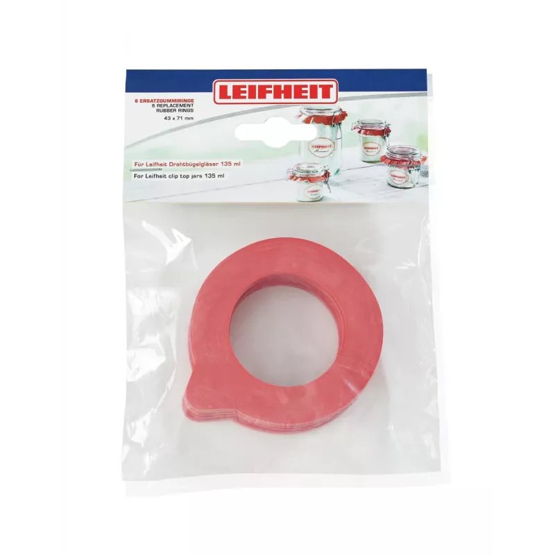 LEIFHEIT Replacement Rubber Rings 6pcs 43x71mm for Sealed Jars 135ml