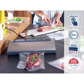 LEIFHEIT Vacu Power 500 Vacuum Sealer, 120 W, White/Grey, Includes 10 Bags and Vacuum Hose