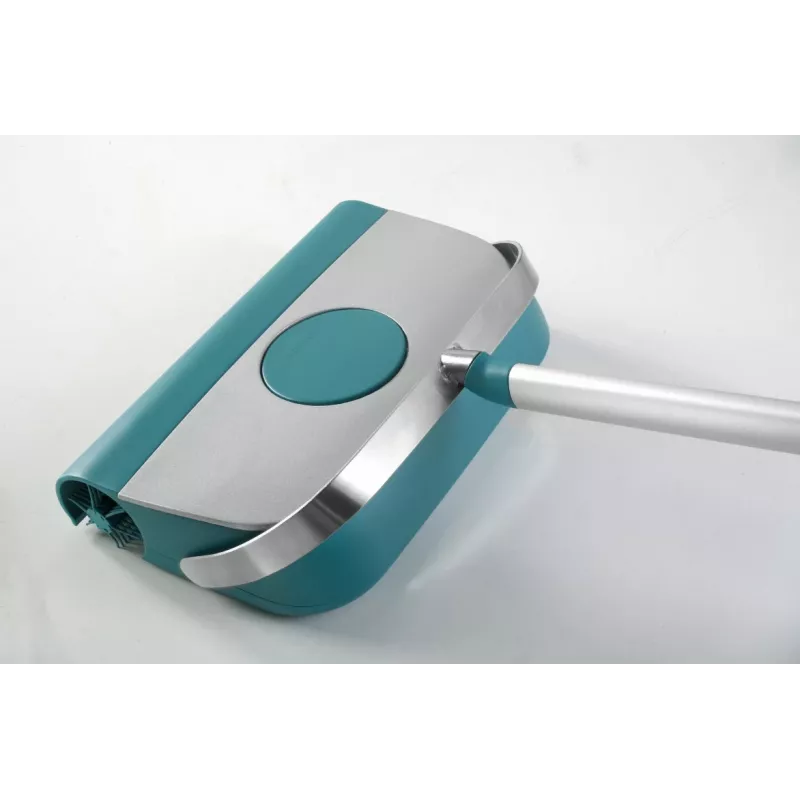 LEIFHEIT Mechanical Brush Regulus Supra - Manual Floor Sweeper with Natural Horsehair Bristles, 27 cm Cleaning Width, Silver/Blue