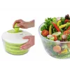 LEIFHEIT Salad Dryer Trend 4.5L Crank-Driven Salad Spinner with Serving Bowl, Green Lid