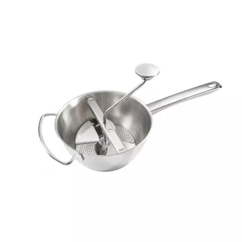 LEIFHEIT ComfortLine Flotte Lotte Food Mill 20 cm, Stainless Steel, 3 Sieves, Manual, Silver/Black