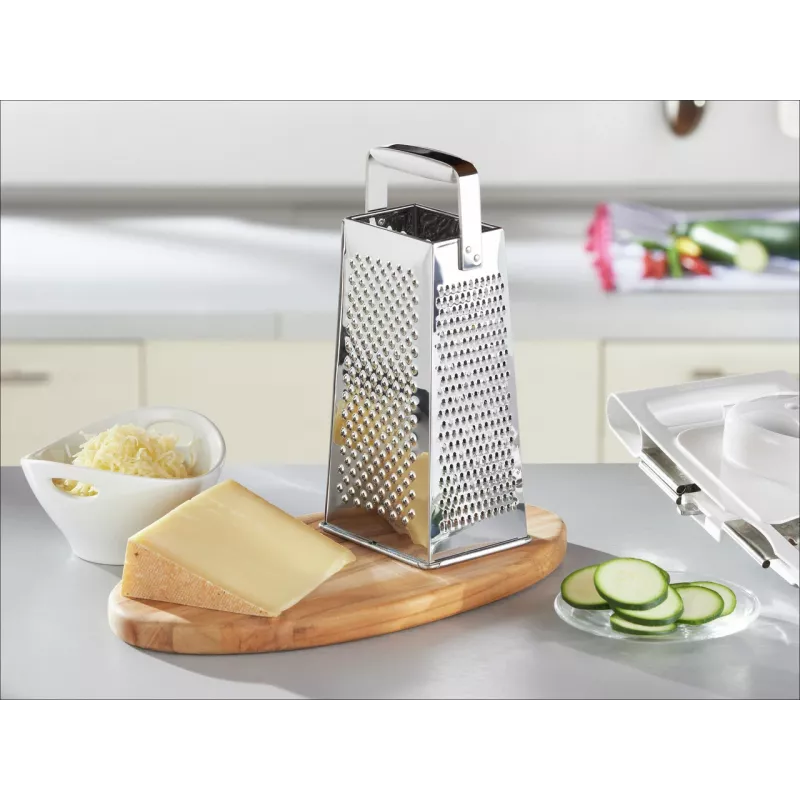 LEIFHEIT Four-Sided Grid Grater, Stainless Steel Blades, White/Silver, ComfortLine