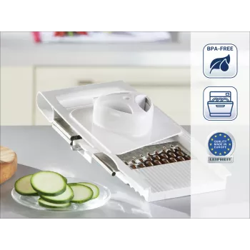 LEIFHEIT Universal Cutter with 5 Blades – Multi-Purpose Kitchen Tool for Herbs, Vegetables, Dough & More, White/Green